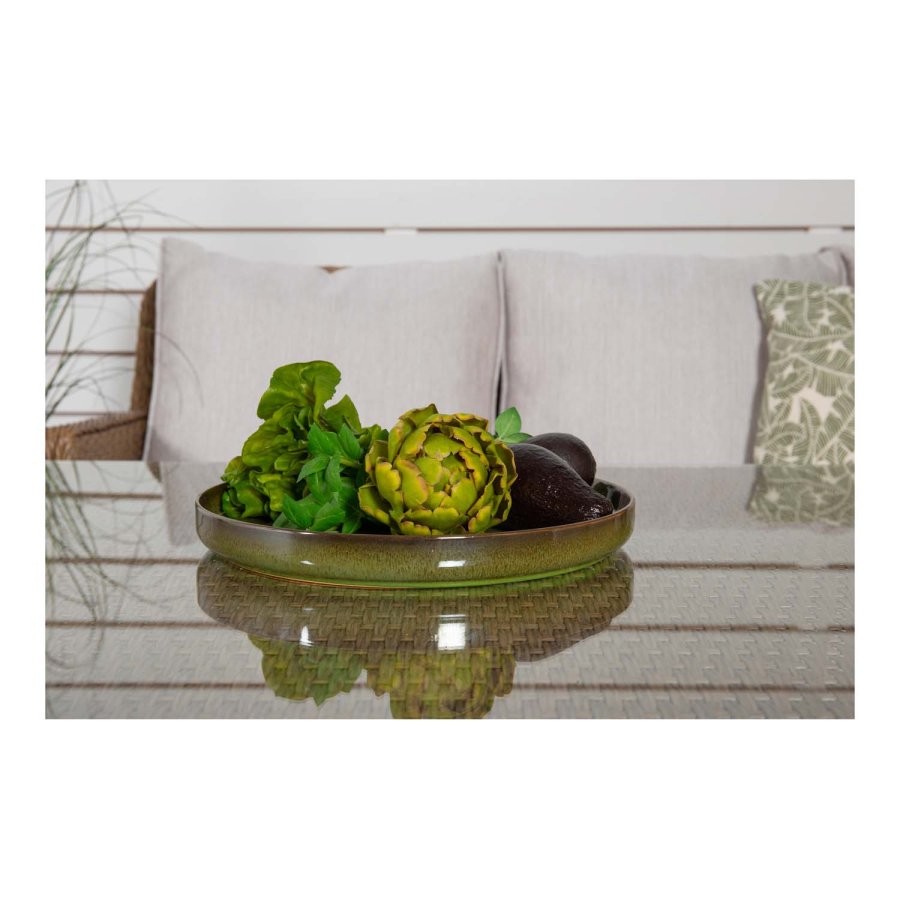 VENTURE DESIGN Vikelund hjrne hagesofa med sandputer - naturrotting og aluminium