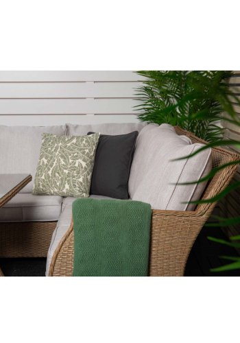 VENTURE DESIGN Vikelund hjrne hagesofa med sandputer - naturrotting og aluminium