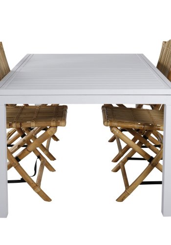 VENTURE DESIGN Stokkstol for hagen, med pute - grtt stoff, naturlig bambus og rotting