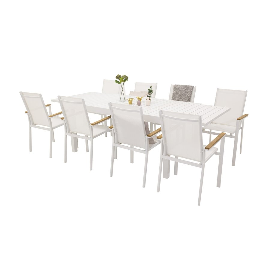 VENTURE DESIGN rektangulrt Marbella hagebord med uttrekk - hvit aluminium 