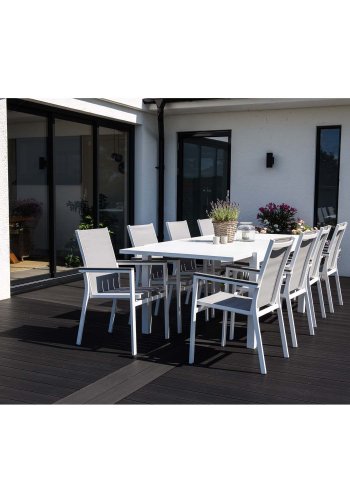 VENTURE DESIGN rektangulrt Marbella hagebord med uttrekk - hvit aluminium 
