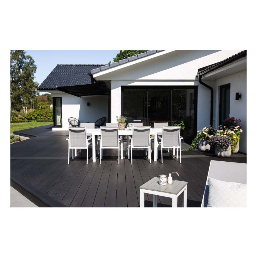 VENTURE DESIGN rektangulrt Marbella hagebord med uttrekk - hvit aluminium 