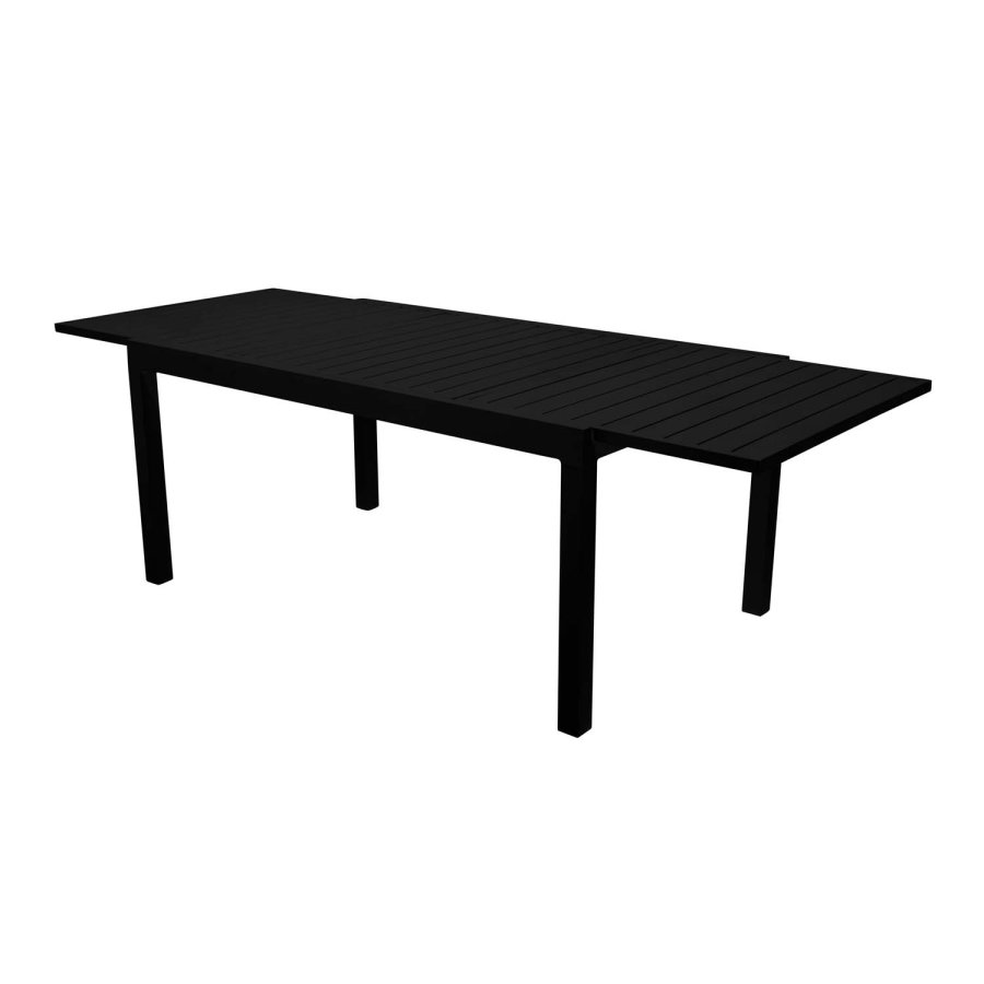 VENTURE DESIGN rektangulrt Marbella hagebord med uttrekk - sort aluminium 