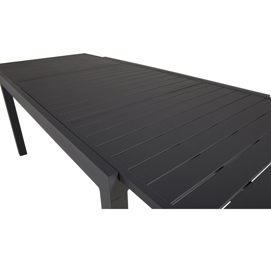 VENTURE DESIGN rektangulrt Marbella hagebord med uttrekk - sort aluminium 