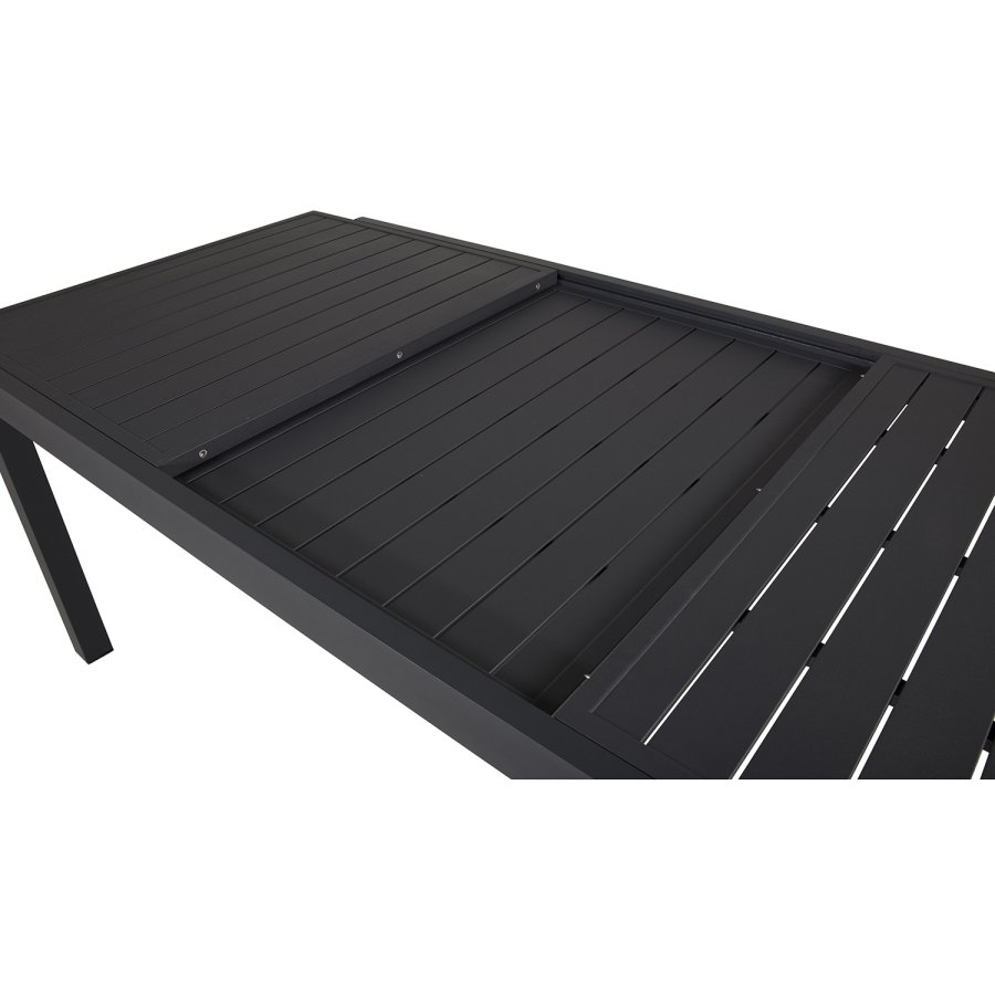 VENTURE DESIGN rektangulrt Marbella hagebord med uttrekk - sort aluminium 