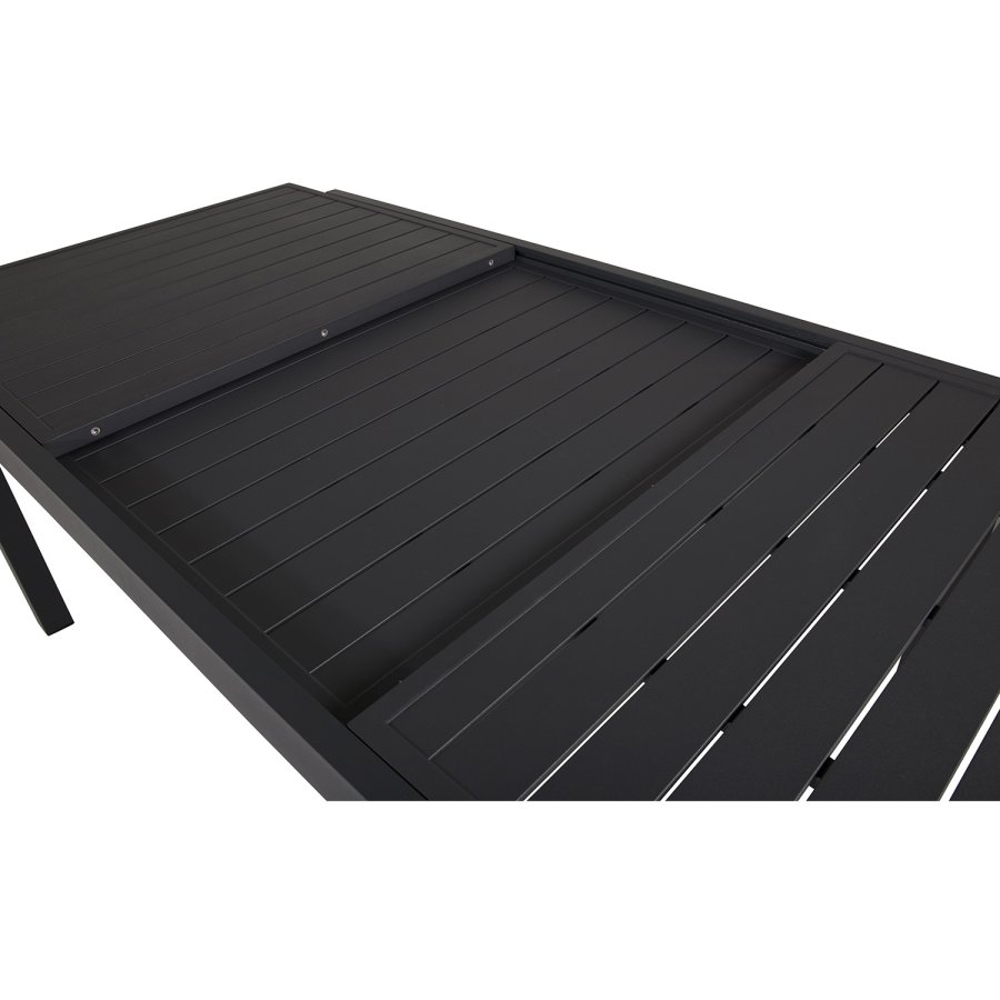 VENTURE DESIGN rektangulrt Marbella hagebord med uttrekk - sort aluminium 