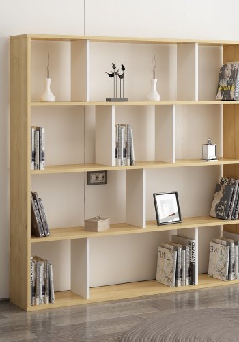 FUNZI LIVING Hodbi Bücherregal - natürliches und weißes Melamin