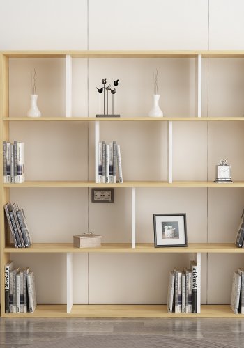 FUNZI LIVING Hodbi Bücherregal - natürliches und weißes Melamin