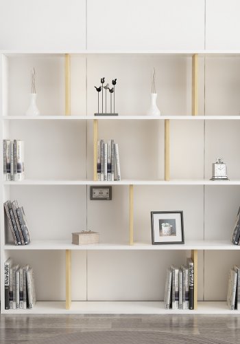 FUNZI LIVING Hodbi Bücherregal - natürliches und weißes Melamin