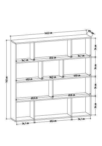 FUNZI LIVING Hodbi Bücherregal - natürliches und weißes Melamin