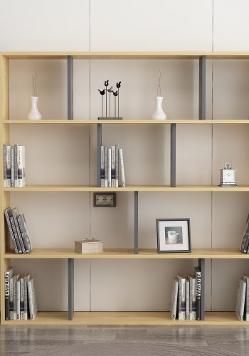 FUNZI LIVING Hodbi Bücherregal - natürliches und anthrazitgraues Melamin