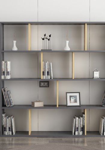 FUNZI LIVING Hodbi Bücherregal - natürliches und anthrazitgraues Melamin