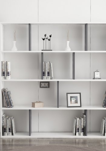 FUNZI LIVING Hodbi Bücherregal - weißes und anthrazitgraues Melamin