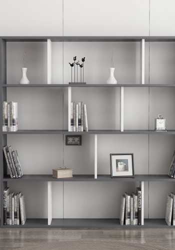 FUNZI LIVING Hodbi Bücherregal - weißes und anthrazitgraues Melamin