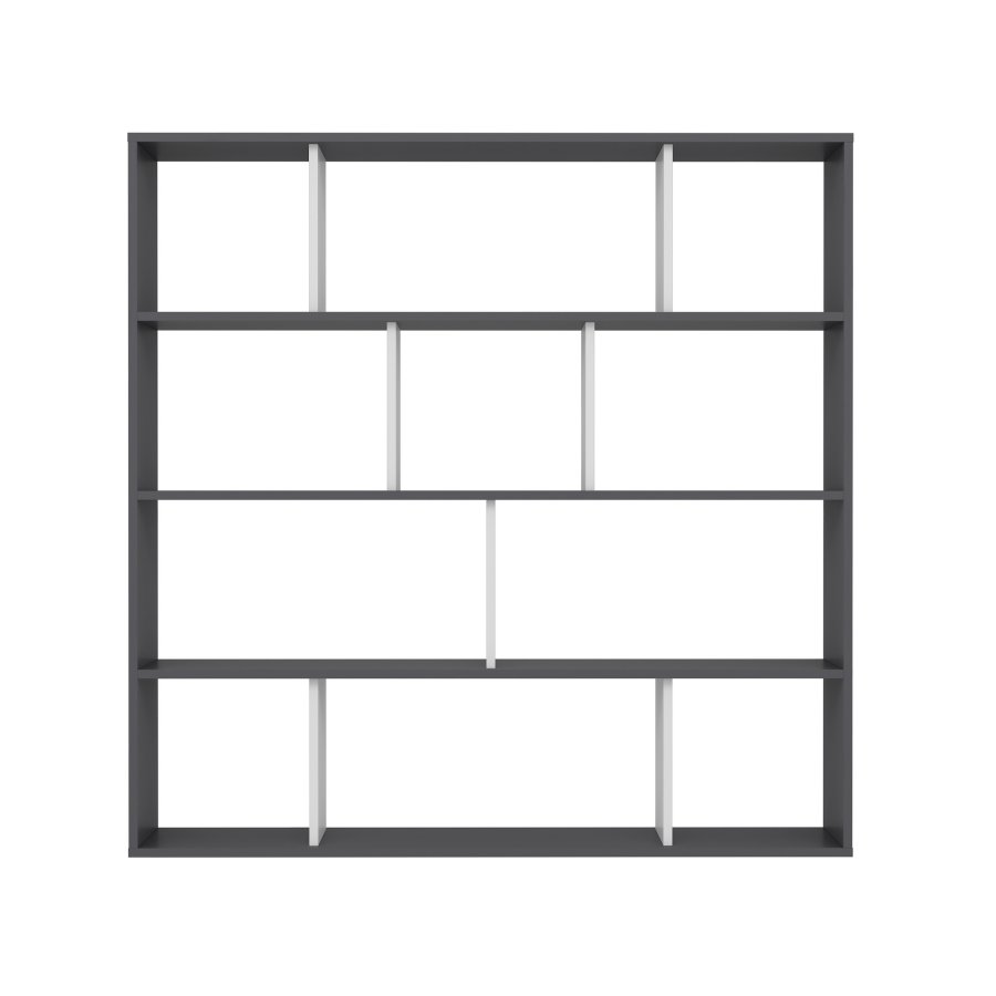 FUNZI LIVING Hodbi Bücherregal - weißes und anthrazitgraues Melamin