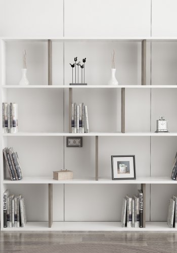 FUNZI LIVING Hodbi Bücherregal - Weiß und Wenge Melamin