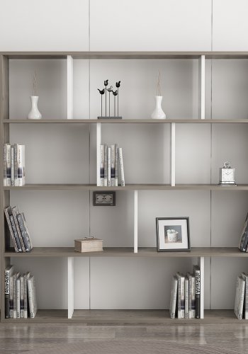 FUNZI LIVING Hodbi Bücherregal - Weiß und Wenge Melamin