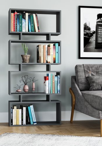 FUNZI LIVING Langdon Bücherregal - anthrazitgraues Melamin