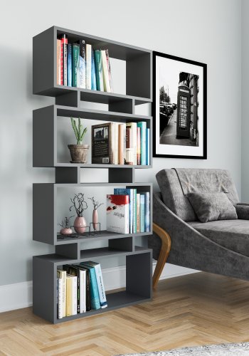 FUNZI LIVING Langdon Bücherregal - anthrazitgraues Melamin