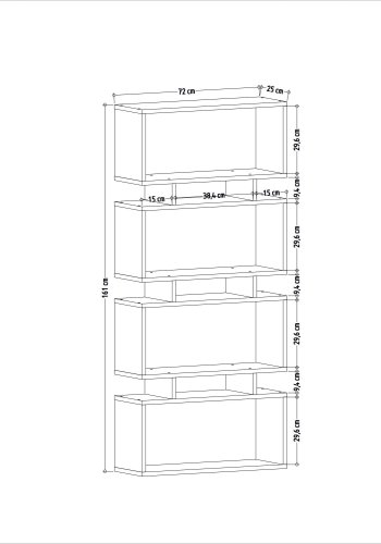 FUNZI LIVING Langdon Bücherregal - anthrazitgraues Melamin