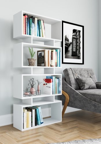 FUNZI LIVING Langdon Bücherregal - weißes Melamin