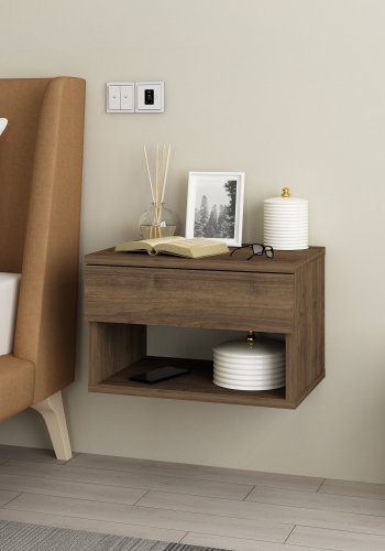 NORDVRK R?bes vghngt natbord, m. 1 rum og 1 skuffe - valnd spnplade (44,6x31,6)