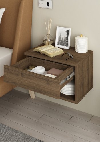 NORDVRK R?bes vghngt natbord, m. 1 rum og 1 skuffe - valnd spnplade (44,6x31,6)