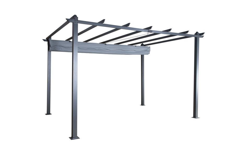 VENTURE DESIGN Lazio pergola, rektangul�r - gr� polyester og svart aluminium (393x293)