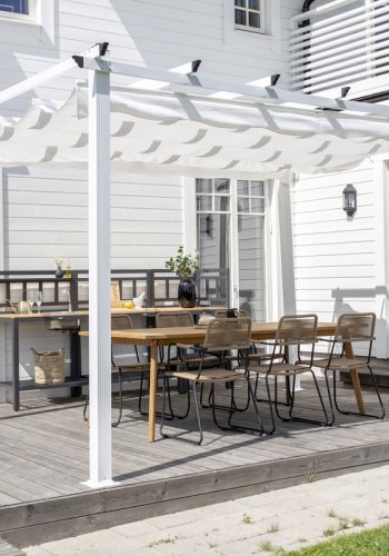 VENTURE DESIGN Lazio pergola, rektangulr - hvit polyester og hvit aluminium (393x293)