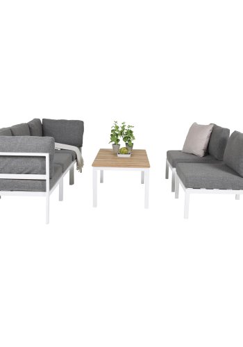 VENTURE DESIGN rektangulrt Brasilia hagebord - naturlig teak og hvit aluminium (110x60)