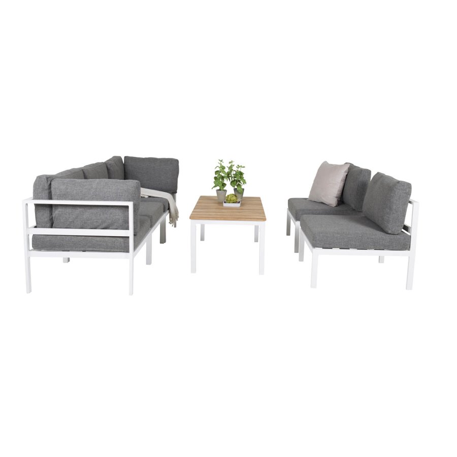 VENTURE DESIGN rektangulrt Brasilia hagebord - naturlig teak og hvit aluminium (110x60)