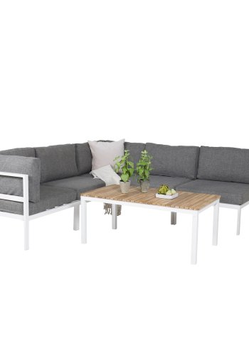 VENTURE DESIGN rektangulrt Brasilia hagebord - naturlig teak og hvit aluminium (110x60)
