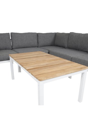 VENTURE DESIGN rektangulrt Brasilia hagebord - naturlig teak og hvit aluminium (110x60)