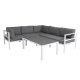 VENTURE DESIGN Copacabana Lyx midter modul til havehjrnesofa - gr olefin hynder og hvid aluminium
