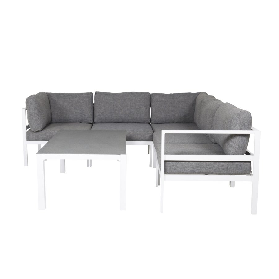 VENTURE DESIGN Copacabana Lyx midter modul til havehjrnesofa - gr olefin hynder og hvid aluminium