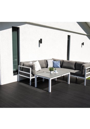 VENTURE DESIGN Copacabana Lyx midter modul til havehjrnesofa - gr olefin hynder og hvid aluminium