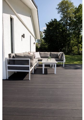 VENTURE DESIGN Copacabana Lyx midter modul til havehjrnesofa - gr olefin hynder og hvid aluminium