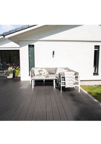 VENTURE DESIGN Copacabana Lyx midter modul til havehjrnesofa - gr olefin hynder og hvid aluminium