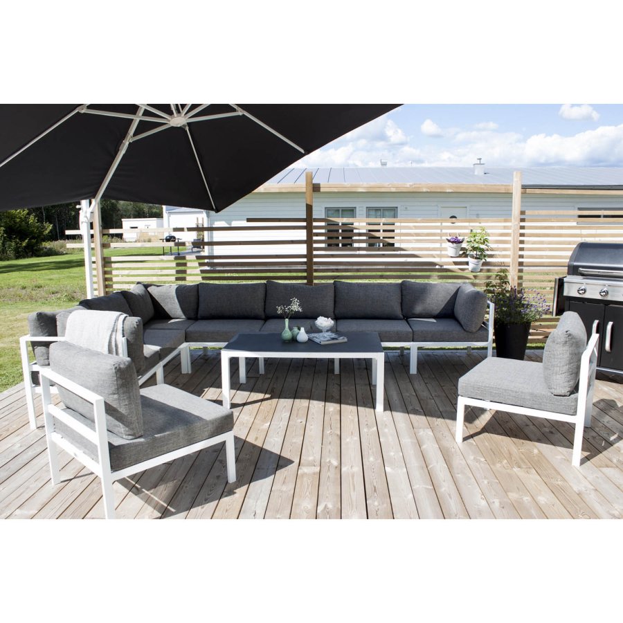 VENTURE DESIGN Copacabana Lyx havebord, rektangulr - gr sprayglas og hvid aluminium