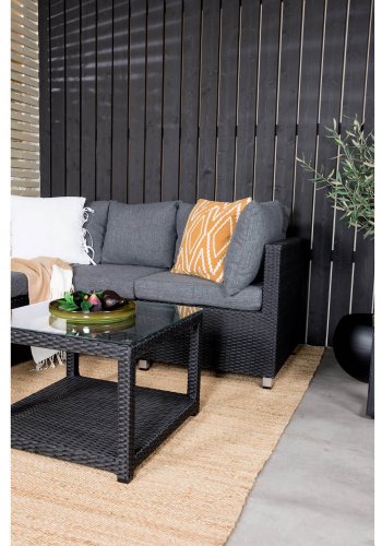 VENTURE DESIGN Vamos modulre sofasett - gr puter, glass, svart polyrattan og aluminium