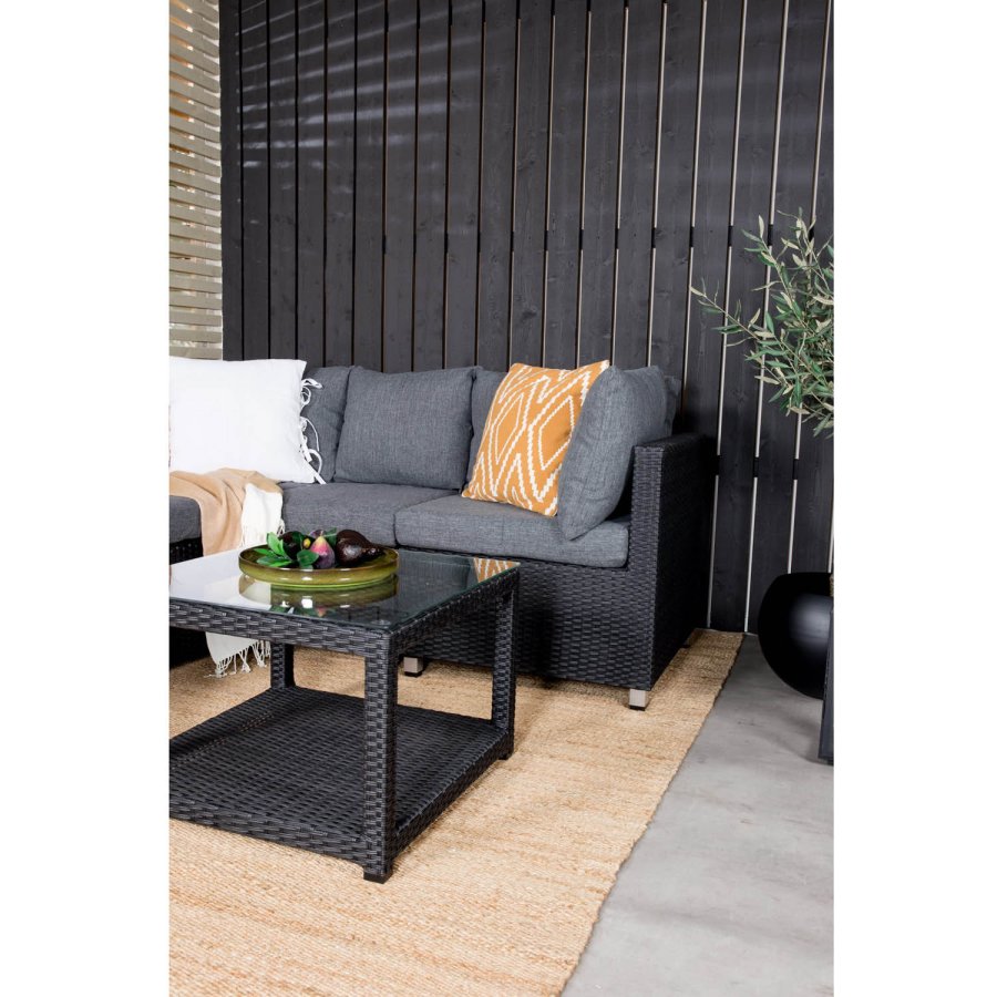 VENTURE DESIGN Vamos modulre sofasett - gr puter, glass, svart polyrattan og aluminium