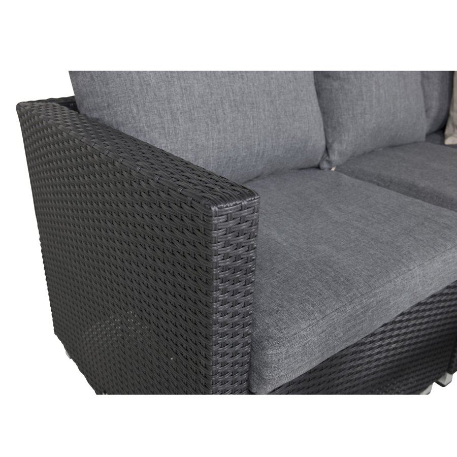 VENTURE DESIGN Vamos modulre sofasett - gr puter, glass, svart polyrattan og aluminium