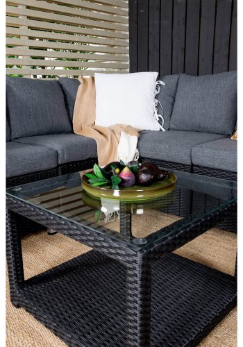 VENTURE DESIGN Vamos modulre sofasett - gr puter, glass, svart polyrattan og aluminium