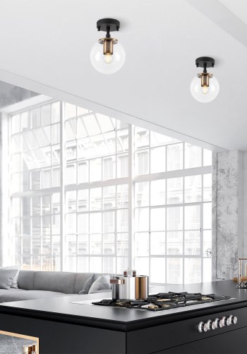 LUMI Atmaca taklampe - glass og svart metall