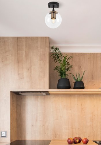 LUMI Atmaca taklampe - glass og svart metall