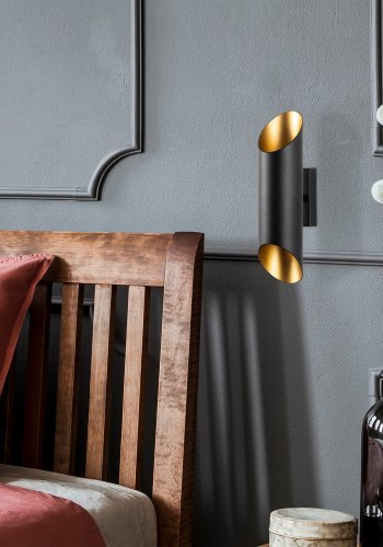 LUMI Alithria Wandleuchte - Gold und schwarzes Metall