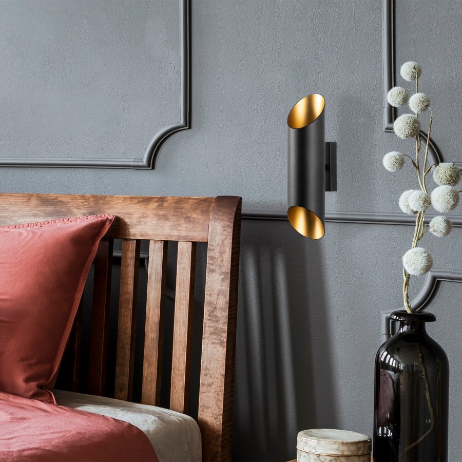 LUMI Alithria Wandleuchte - Gold und schwarzes Metall