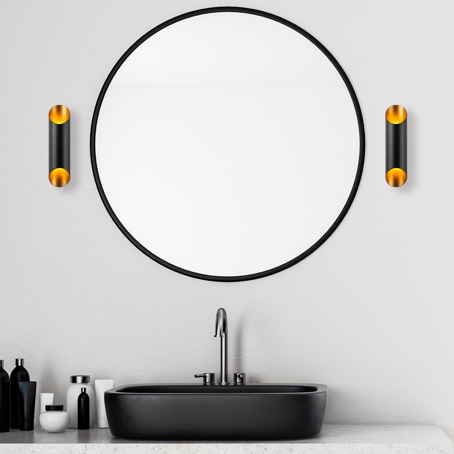 LUMI Alithria Wandleuchte - Gold und schwarzes Metall