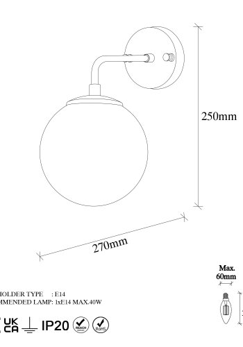 LUMI Melilla vegglampe -942FLG1326