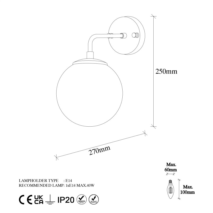 LUMI Melilla vegglampe -942FLG1326